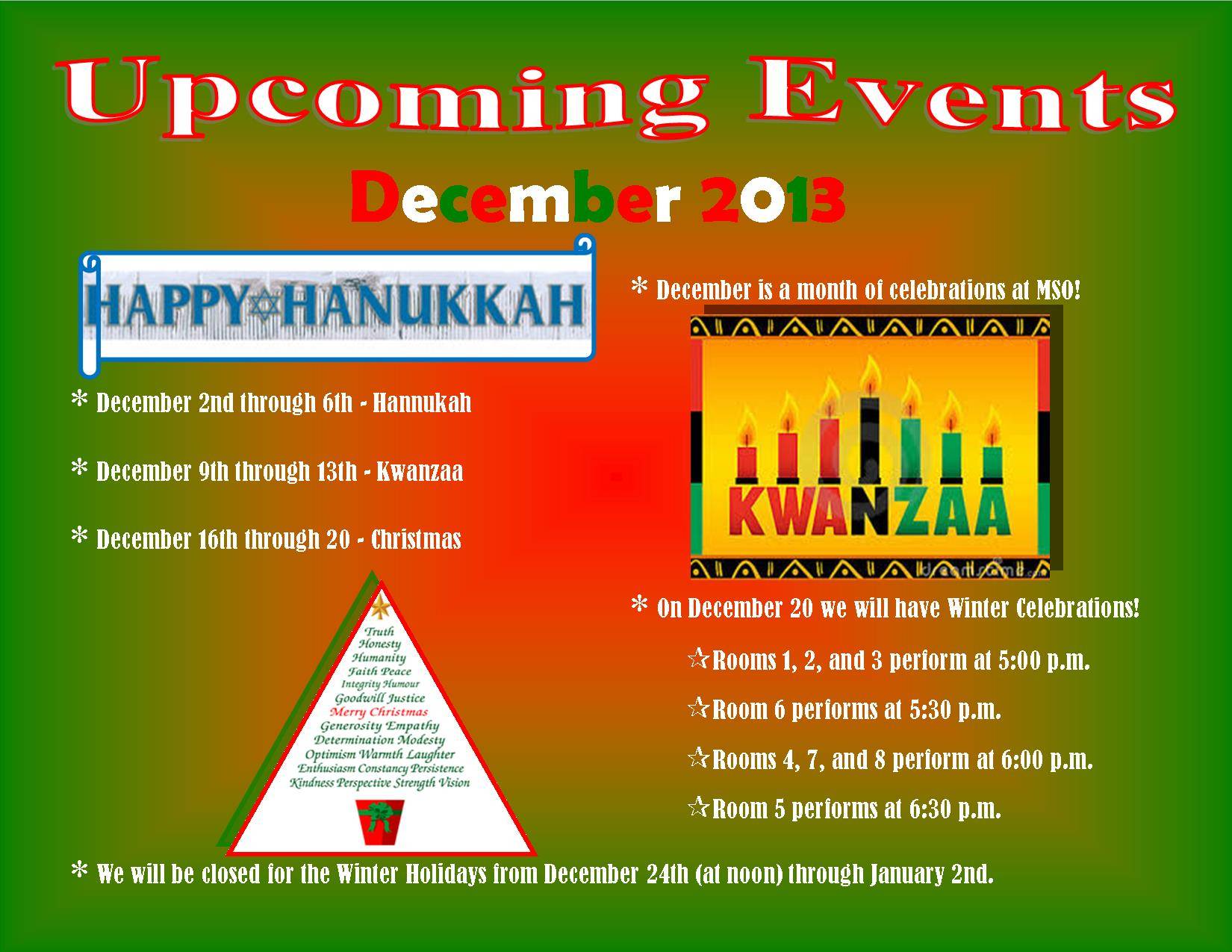 Upcoming Events - December 2013