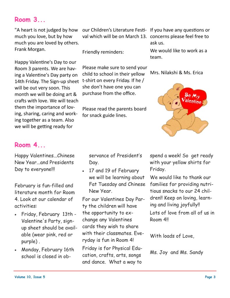 MSO February 2015 Newsletter. Room 3 and Room 4
