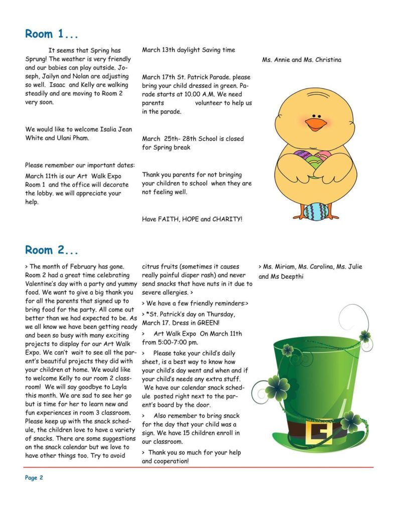 MSO March 2016 Newsletter. Room 1 and Room 2