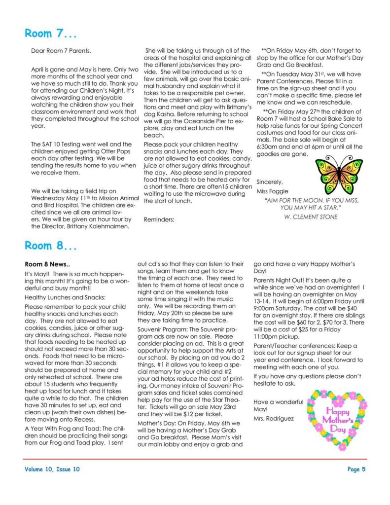 MSO May 2016 Newsletter. Room 7 and Room 8